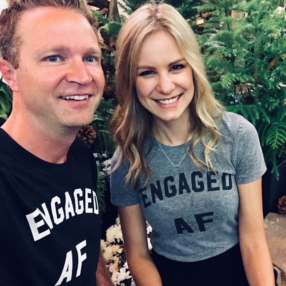 Next Level Apparel Tops - Gray graphic t-shirt “Engaged AF”